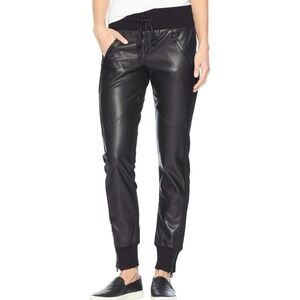 blanc noir Faux Leather Front Track Jogger Pants